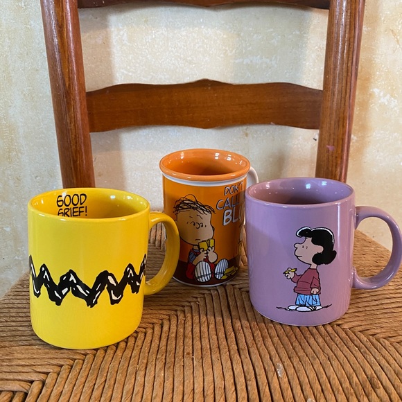 Peanuts set of 3 ceramic coffee mugs. Charlie Brown, Lucy & Snoopy - Picture 1 of 6